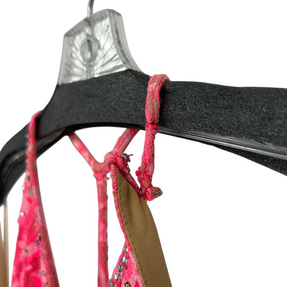 Jovani Pink Lace Halter Rhinestone Embellished Evening Gown 14 AS IS ALTERED - Picture 2 of 12